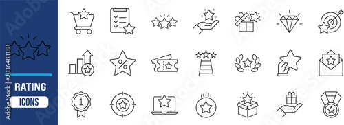 Fotografía Star rating and reward line icons