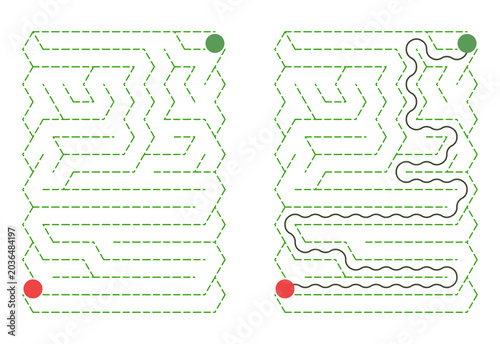 Maze design with completed path illustration