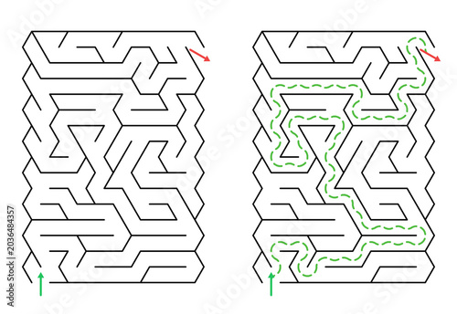 Maze design with clear path illustration for puzzle enthusiasts