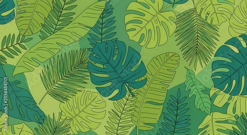 Vibrant Tropical Leaf Pattern | Lush Green Jungle Foliage Background