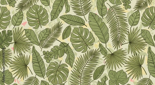 Tropical Leaf Pattern: Exotic Green Foliage Background for Design