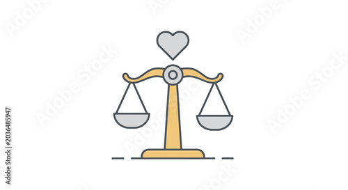 Foto Scales Of Justice With Heart Icon Flat Vector Illustration