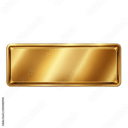 Golden shiny rectangle with smooth surface isolated on transparent background