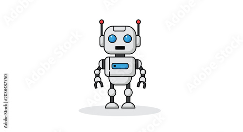 Obraz na płótnie Friendly robot character flat vector illustration on a white background