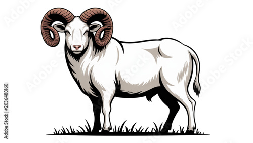 Tableau sur toile Bighorn sheep standing in natural outdoor setting Vector