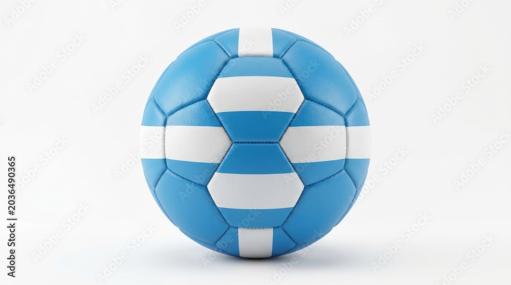 Naklejka premium Close-up of a soccer ball with Argentina flag design on a white background