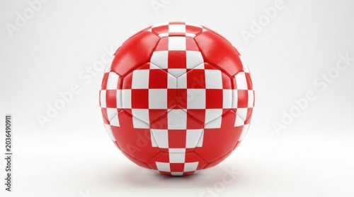 Close-up of a soccer ball with Croatia flag design on white background