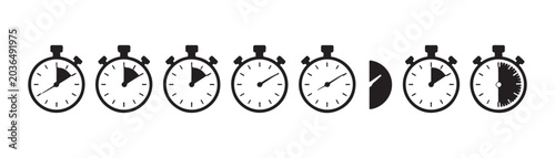 Photos Professional stopwatch timer icons set showing various progress intervals for sports and speed measurement use