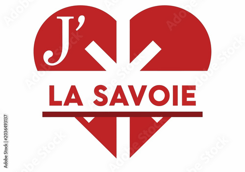 Foto J'aime La Savoie Red Heart Logo with Cross, French Regional Pride Icon for Savoy