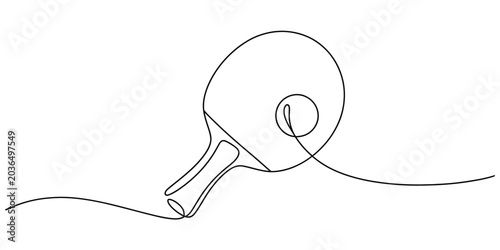 Quadro su tela Continuous one line drawing of a table tennis racket with a ping pong ball