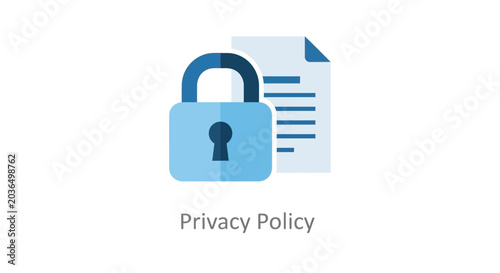 Tableau sur toile Padlock with document flat vector illustration on white background