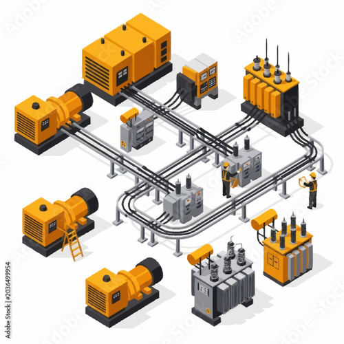 Tableau sur toile Modern Electrical Power Generation and Distribution System.