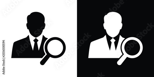Bilde på lerret Businessman profile icon with a magnifying glass
