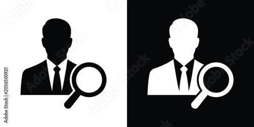 Photos Businessman profile icon with a magnifying glass