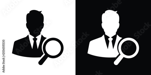 Photos Businessman profile icon with a magnifying glass