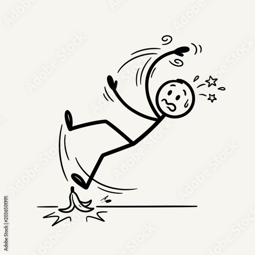 stick figure slipping on wet surface.