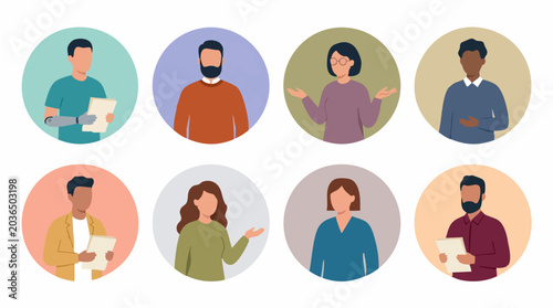 Foto Diverse Group of Flat Design Professional Avatars and People Icons Set