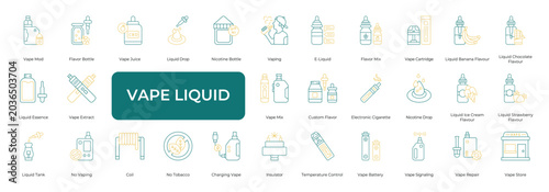 Photos Vape Liquid Icon set Collection in Line Two Color Style