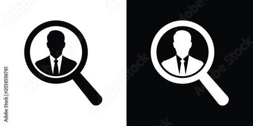 Tableau sur toile Businessman profile inside a magnifying glass