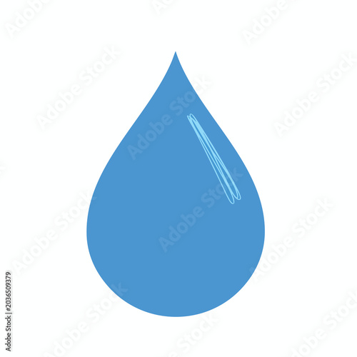 Simple blue water drop illustration with white highlight.