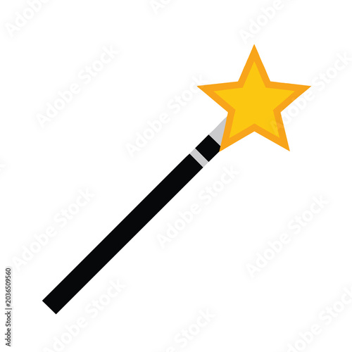 Magical wand with a golden star tip icon.