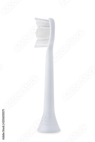 Electric white toothbrush on a white isolated background