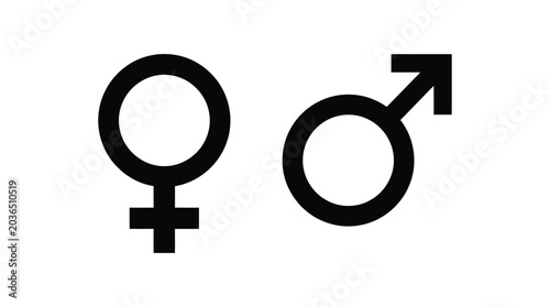 Foto Male and female gender symbols depicted as a black silhouette masculine feminine