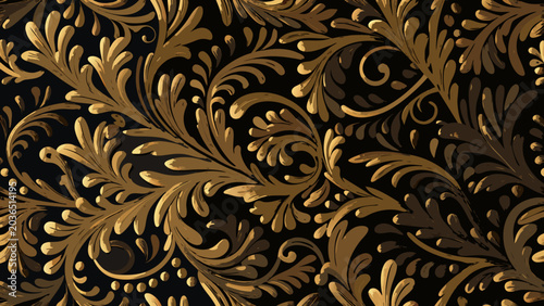 Bilde på lerret Ornate floral ornament a seamless vector pattern with swirling leaves and detail