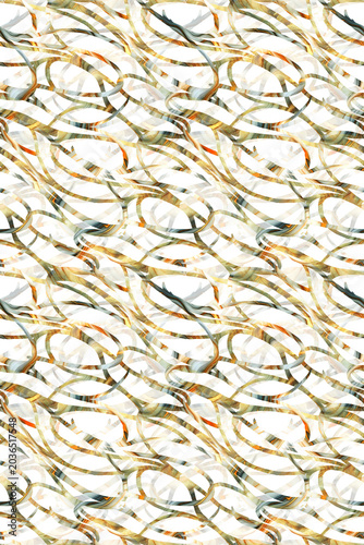 Abstract golden swirl seamless pattern with marble texture, elegant continuous line ribbons background for luxury textile design.