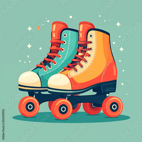 Foto Colorful Retro Style Roller Skate Wheels.
