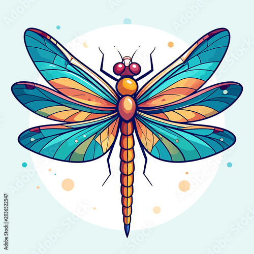 Colorful Dragonfly Insect Macro Closeup.