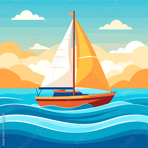 Fotografie Sailing boat on the water surface.
