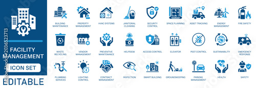 Schilderij op canvas Facility management icon set