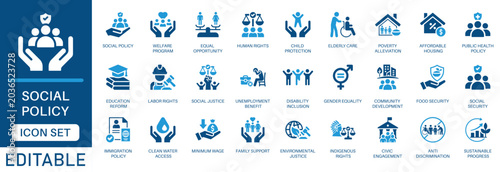 Photos Social policy icon set