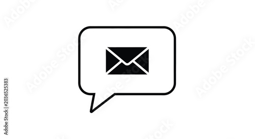 Slika na platnu Email message icon with speech bubble flat black and white design