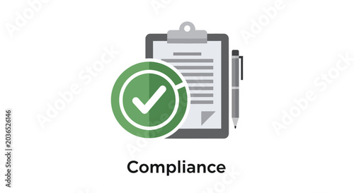 Canvas Print Compliance icon with clipboard checkmark and pen on white background
