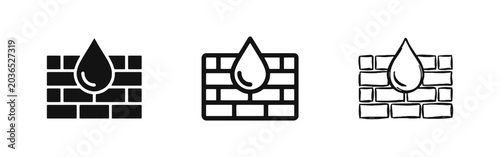 Quadro su tela Waterproof Wall Icon Set in Silhouette Outline and Sketch Styles