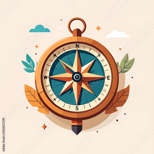 Vintage Navigation Compass Instrument Closeup.