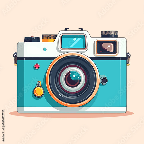 Vintage Teal Color Camera Device.