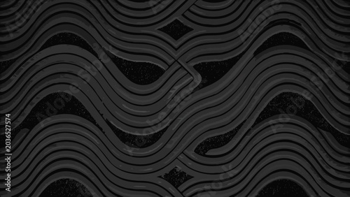 Fotografía Wavy lines and diamond shapes form an abstract monochromatic pattern with a dark