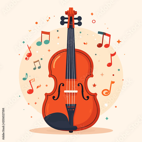 Violin Instrument Music Orange Colorful.