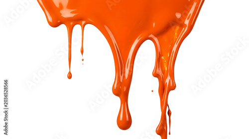 Glossy Orange Liquid Paint Drip Isolated PNG — Tetesan Cat Cair Oranye Mengkilap PNG Transparan