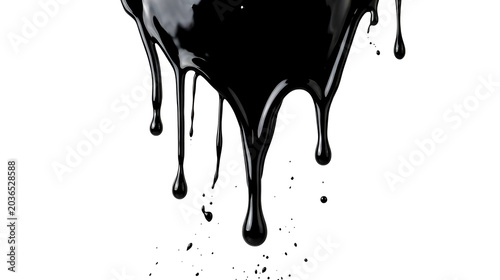 Black Glossy Liquid Paint Dripping Effect PNG — Efek Tetesan Cat Hitam Mengkilap PNG Transparan