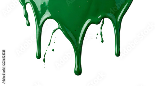 Green Glossy Liquid Paint Drip Isolated PNG — Tetesan Cat Cair Hijau Mengkilap PNG Transparan