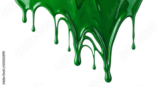 Realistic Green Liquid Paint Dripping Effect PNG — Efek Tetesan Cat Cair Hijau Realistis PNG Transparan