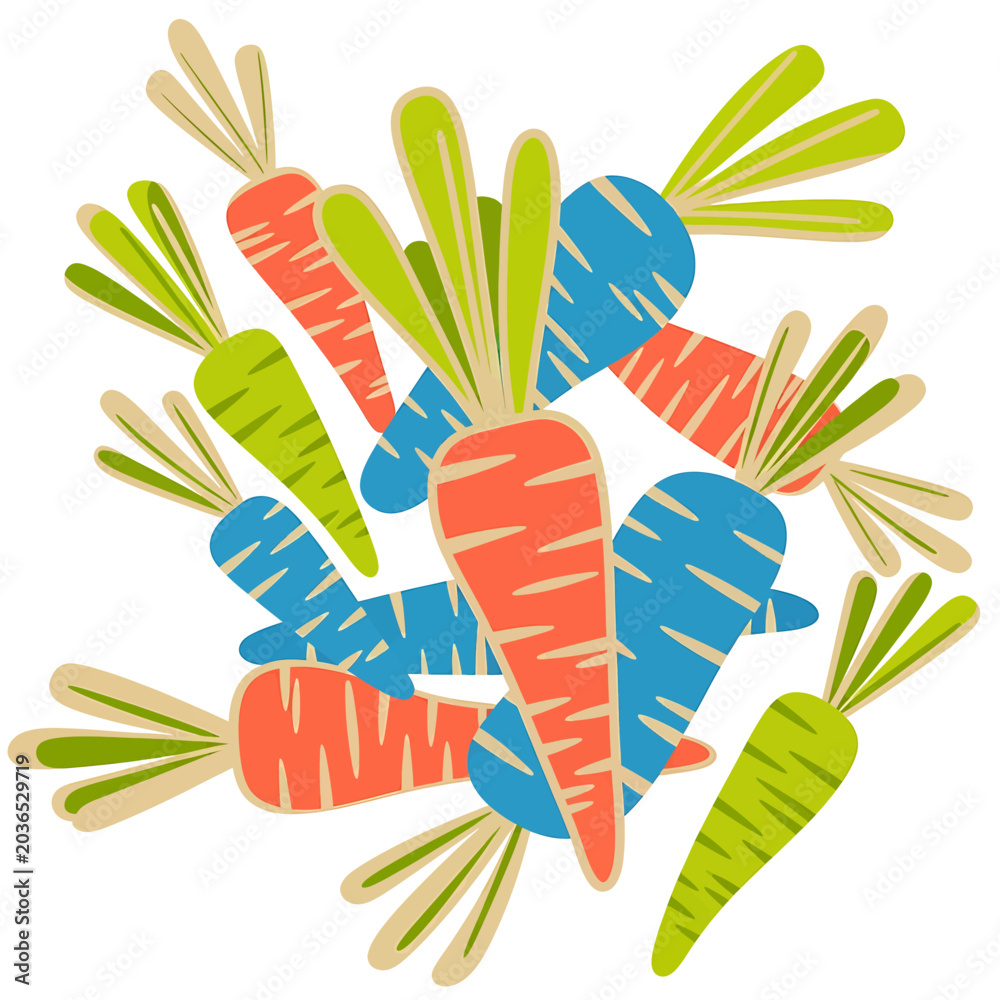 Obraz premium Colorful carrots in a creative arrangement.