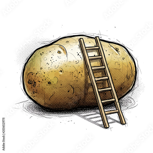 Tableau sur toile A large potato with a ladder.