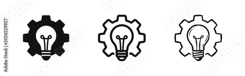 Vászonkép Light Bulb Inside Gear Icons Representing Innovation, Technical Ideas, and Creat