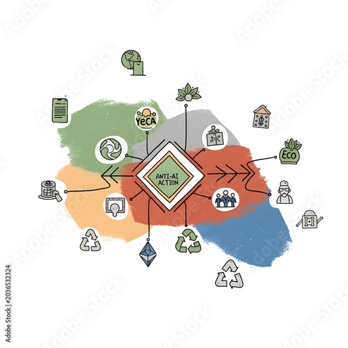 Circular economy concept with icons.