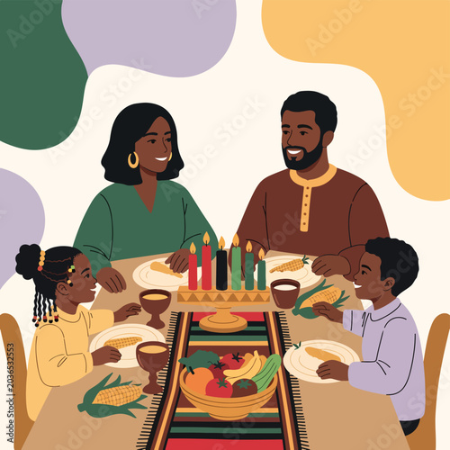 Obraz na płótnie African American family having dinner together.